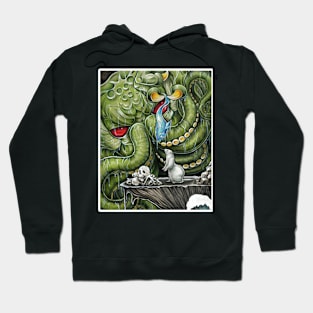 Cthulhu Feeding Ferret - White Outlined Version Hoodie